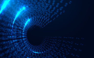 Blue spiral with a blue center technology. Big data concept