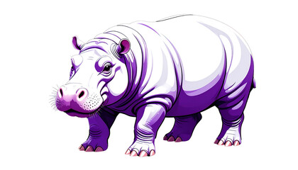 Fototapeta premium A majestic rhinoceros illustration standing proudly with J reference art style