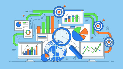 Naklejka premium data analysis concept, business analytics, global statistics
