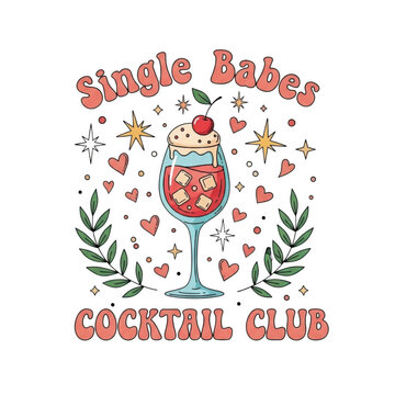 Single babes cocktail club logo isolated on transparent background