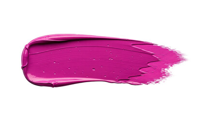 Fototapeta premium a single thick horizontal brush stroke of vibrant magenta acrylic paint, macro detail showing bristle texture, casting soft shadows on white space, modern abstract design concept