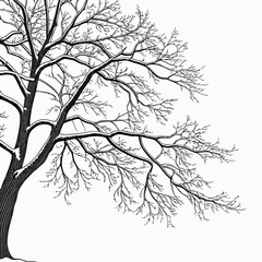 Fototapeta premium Winter Tree Silhouette Bare Branches Against a White Sky 2.
