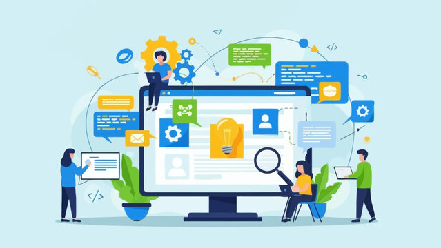 digital teamwork concept, online collaboration, software development