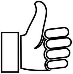 Approval and agreement sign, thin line hand gesture icon isolated Modern social media like symbol, contour thumb up hand gesture