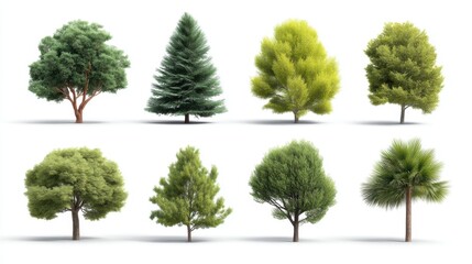 Fototapeta premium A Variety of Artistic Tree Designs Displayed in a Grid Layout Showcasing Different Shapes and Textures for Nature and Landscape Projects