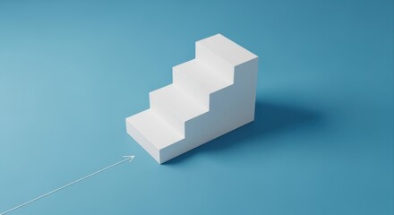 Fototapeta premium Minimalist White Staircase on Blue Background Representing Growth, Achievement, and Progress in Business