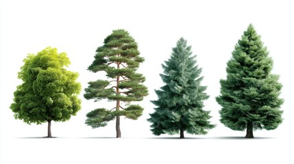 Variety of Trees Showing Seasonal Differences and Diversity in Texture and Color, Ideal for Nature and Environment Topics