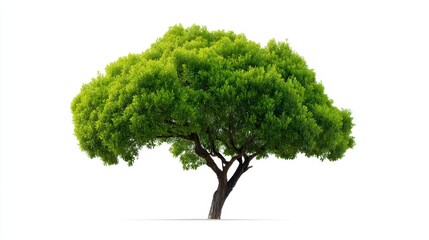 Fototapeta premium Lush Green Tree Isolated on White Background, Symbolizing Nature, Growth, Environment, and Tranquility for Eco-Friendly and Wellness Themes