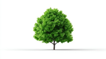 Obraz premium Lush Green Tree on a White Background Exhibiting Dense Foliage and Vibrant Leaves for Nature, Environment, and Landscaping Concepts
