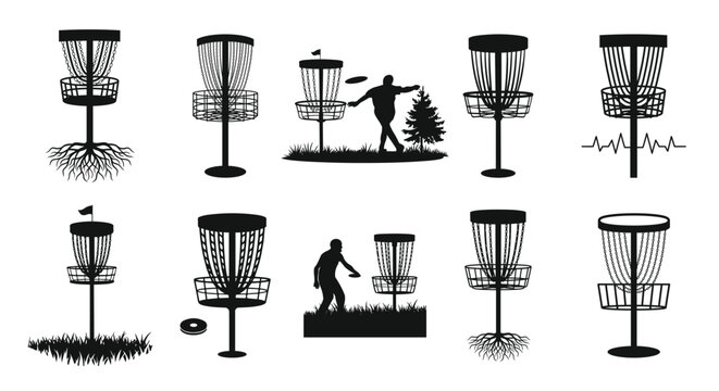 disc golf basket with frisbee silhouette disc golf files