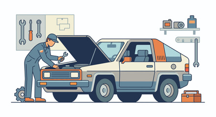 Car Mechanic Repair Illustration
