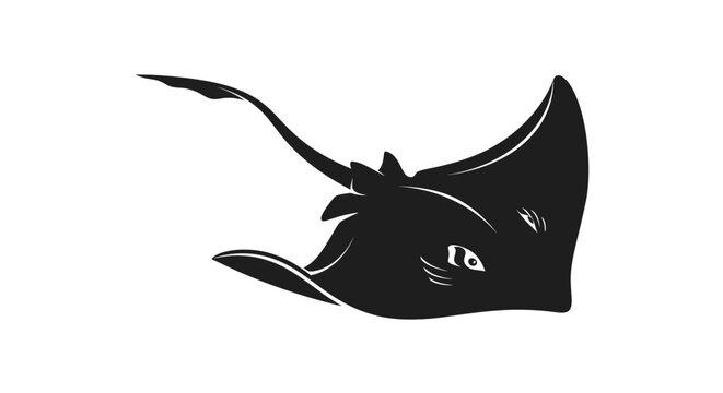 Stylized stingray illustration showcasing marine wildlife in monochromatic design perfect for
