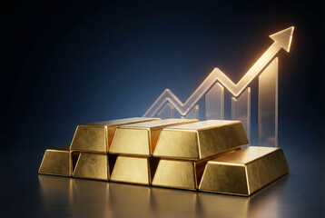 Gold price forecast 2026 with rising growth arrow and investment bullion bars