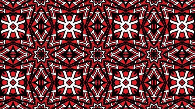 Vibrant red and white geometric pattern with cross motifs