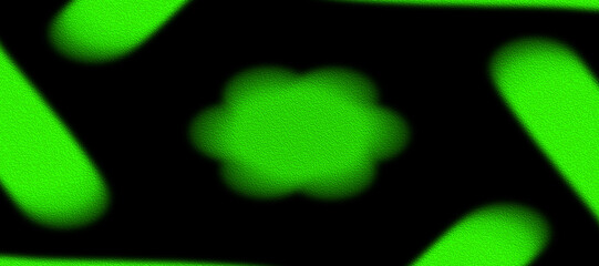 Abstract Neon Green Glowing Shapes on Black Background