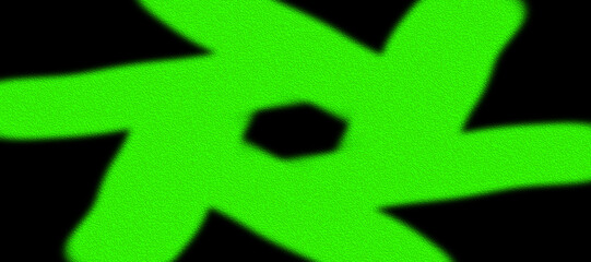 Abstract Neon Green Glowing Shapes on Black Background