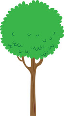 Vibrantly green illustrated tree with a sturdy brown trunk, symbolizing nature, growth, and ecological beauty, ideal for environmental and outdoor-themed designs