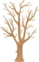 Bare tree illustration with intricate branches and a sturdy trunk, representing winter dormancy or autumn's serene beauty, ideal for seasonal nature-themed graphic designs