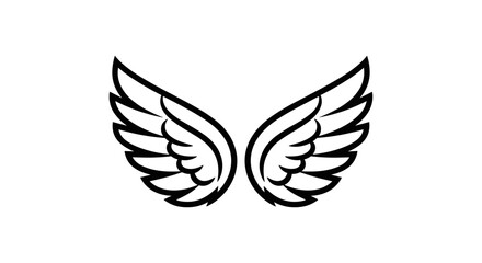 Obraz premium Black and White Angel Wings Symbol Silhouette