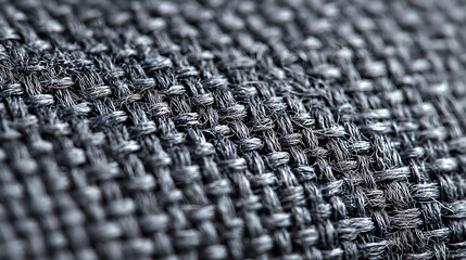 Fototapeta premium Extreme close-up of dark grey woven fabric with a shallow depth of field