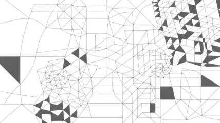 Geometric shapes and lines forming a complex network pattern transparent background