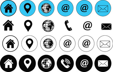 Communication icons collection including messaging, smartphone, notification, contact, online meeting, speech bubble and network connection in clean vector design
