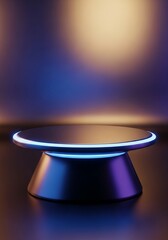 Futuristic display stand with neon lights for product placement display