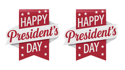 Happy Presidents Day banner with red white and stars transparent background