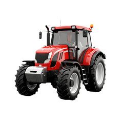 Obraz premium Powerful Red Tractor With Large Tires