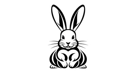 Fototapeta premium Rabbit illustration black and white vector art for design projects