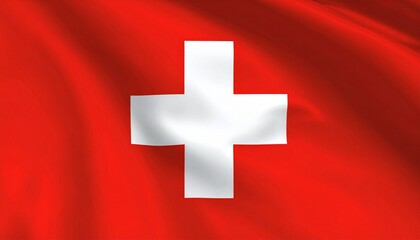 National flag of Switzerland with white equilateral cross centered on red square background. Symbolizes neutrality, peace, and humanitarian values. Iconic, bold, and symmetrical design.
