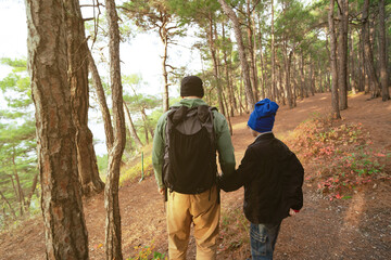 Father and son half day hiking 