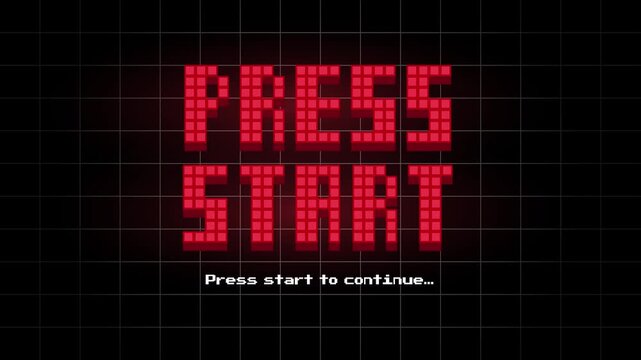 PRESS START  TO CONTINUE .pixel art .8 bit game.retro game. for game assets	
