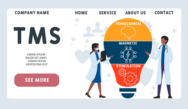 TMS - transcranial magnetic stimulation
acronym. business concept background. vector illustration concept with keywords and icons. lettering illustration with icons for web banner, flyer, landing