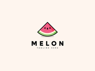 Cute Watermelon Slice Illustration Logo