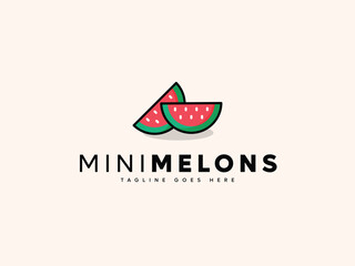Cute Watermelon Slice Illustration Logo