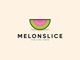 Cute Watermelon Slice Illustration Logo