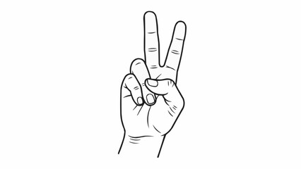 Obraz premium Hand showing peace sign with two fingers raised.