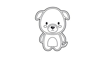 Fototapeta premium Cute cartoon dog outline, simple and adorable puppy drawing, perfect for coloring pages