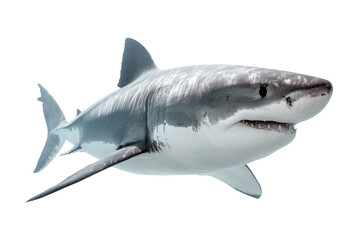 Fototapeta premium Great white shark swimming isolated on transparent background
