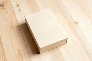 Fototapeta premium Beige box on wooden surface