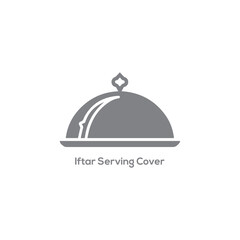 Obraz premium Gray cloche food cover icon for Iftar serving dish during Ramadan celebration and Islamic hospitality event with clean design 