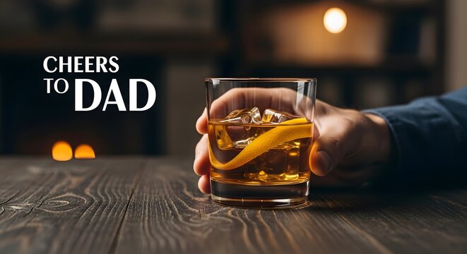 Father's day celebration with whiskey on the rocks