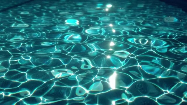 Rippling water surface with sunlight reflections and caustic light patterns