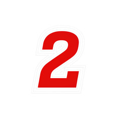 Red Number Two With White Outline
