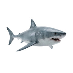 Obraz premium Realistic white shark balloon animal inflatable with sharp teeth and open mouth isolated on transparent background