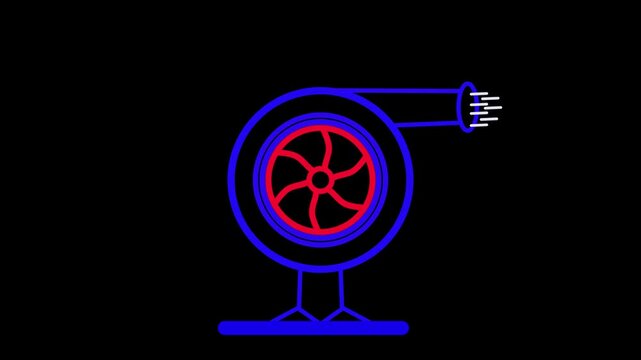 Turbocharger color icons set. Colloquially turbo. Isolated vector illustrations.