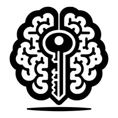 Unlocking the Mind: Symbolic representation of the brain with a key, a visual metaphor for unlocking intelligence, insights, and mental processes. 