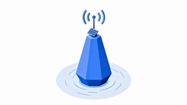 Smart Buoy Icon | Minimalist 3D Isometric Art of Maritime IoT, Navigation Aid & Port Monitoring