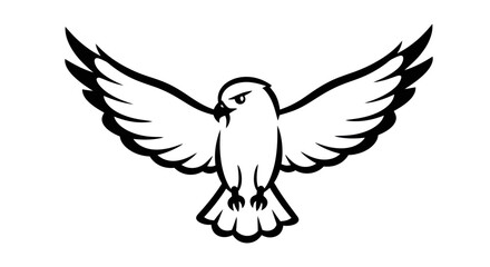 Obraz premium Soaring hawk illustration black and white vector graphic isolated design
